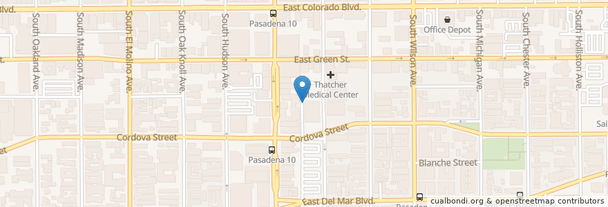 Mapa de ubicacion de FedEx en アメリカ合衆国, カリフォルニア州, Los Angeles County, Pasadena.