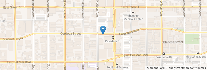 Mapa de ubicacion de USPS en Amerika Birleşik Devletleri, Kaliforniya, Los Angeles County, Pasadena.