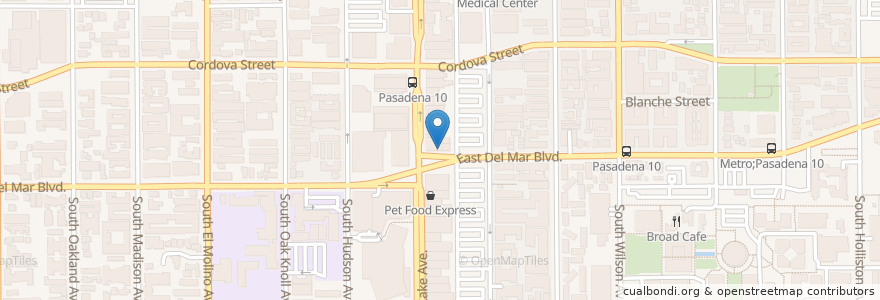 Mapa de ubicacion de Real Food Daily en Verenigde Staten, Californië, Los Angeles County, Pasadena.