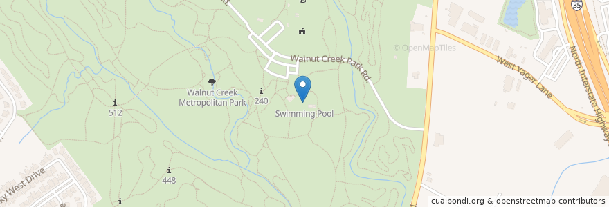 Mapa de ubicacion de Swimming Pool en United States, Texas, Travis County, Austin.