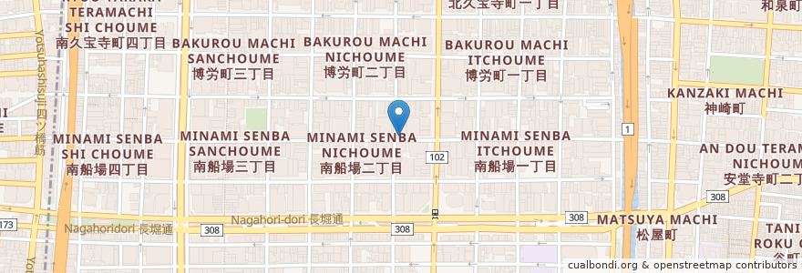 Mapa de ubicacion de タイムズ en Japan, Präfektur Osaka, 大阪市, 中央区.
