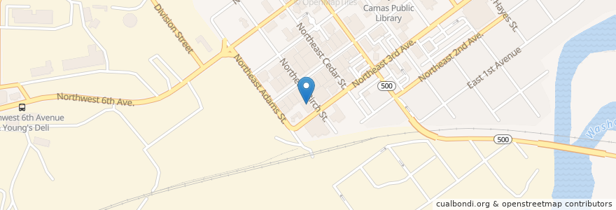 Mapa de ubicacion de Birch Street Lounge en Соединённые Штаты Америки, Вашингтон, Clark County, Camas.