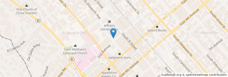 Mapa de ubicacion de Restaurant Bay Watch en ایالات متحده آمریکا, کالیفرنیا, San Mateo County, San Mateo.