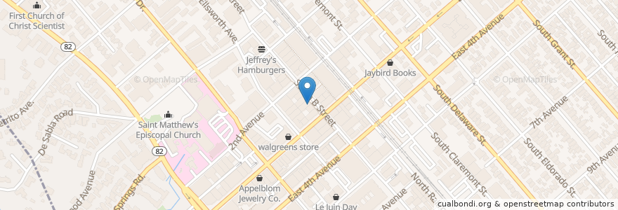 Mapa de ubicacion de Tenka Japanese Restaurant en Verenigde Staten, Californië, San Mateo County, San Mateo.
