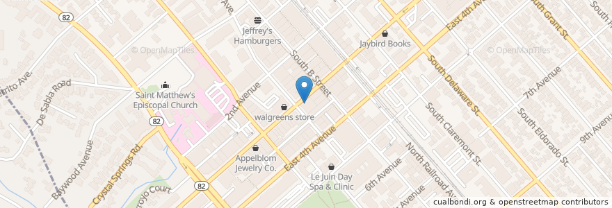 Mapa de ubicacion de ABC Bakery and Cafe en 미국, 캘리포니아주, San Mateo County, San Mateo.