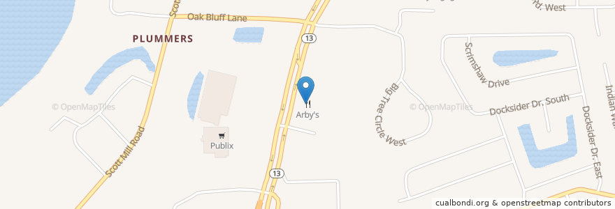Mapa de ubicacion de Arby's en Amerika Birleşik Devletleri, Florida, Duval County, Jacksonville.