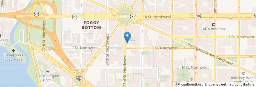 Mapa de ubicacion de GWU Hospital en Stati Uniti D'America, Washington, Washington.