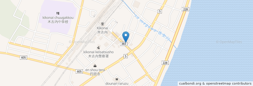 Mapa de ubicacion de ミヤザキ薬局 en Japan, 北海道, 渡島総合振興局, 上磯郡, 木古内町.