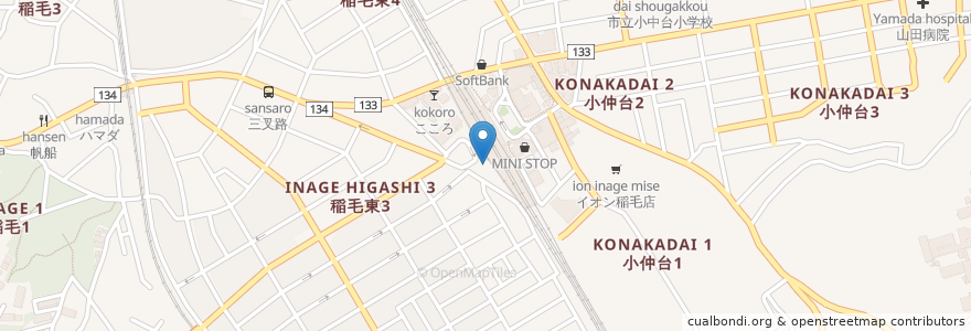 Mapa de ubicacion de 三井住友銀行 en اليابان, 千葉県, 千葉市, 稲毛区.
