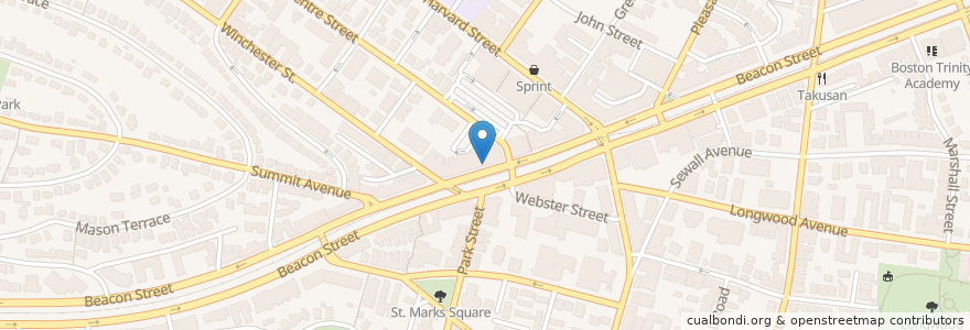 Mapa de ubicacion de Zenna Noodle Bar en 美利坚合众国/美利堅合眾國, 马萨诸塞州 / 麻薩諸塞州 / 麻省, Norfolk County, Brookline.