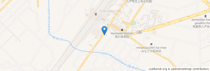 Mapa de ubicacion de 岩手銀行 en Japan, 青森県, 八戸市.