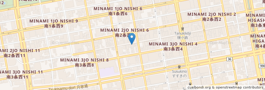Mapa de ubicacion de 焼肉亭サム en Japonya, 北海道, 石狩振興局, 札幌市, 中央区.