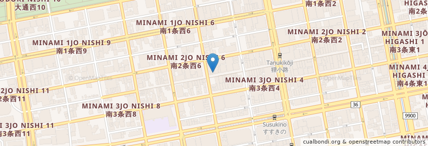 Mapa de ubicacion de 韓国焼肉 en اليابان, محافظة هوكايدو, 石狩振興局, 札幌市, 中央区.