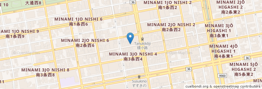 Mapa de ubicacion de 炎の味噌ラーメン炎神 en Japan, Hokkaido Prefecture, Ishikari Subprefecture, Sapporo, Chuo.