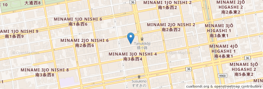 Mapa de ubicacion de ジョーティー en 일본, 홋카이도, 石狩振興局, 札幌市, 中央区.