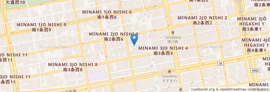 Mapa de ubicacion de パナシェ en Japan, Präfektur Hokkaido, 石狩振興局, 札幌市, 中央区.