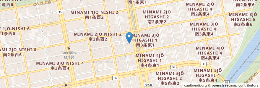 Mapa de ubicacion de 佐世保バーガー en Japonya, 北海道, 石狩振興局, 札幌市, 中央区.