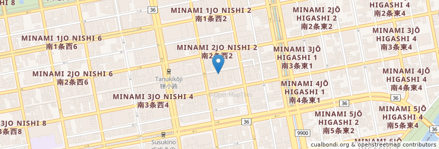 Mapa de ubicacion de 船盛屋 en Япония, Хоккайдо, Округ Исикари, Саппоро, Тюо.