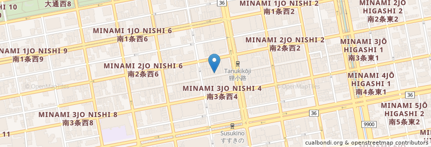 Mapa de ubicacion de Modish cafe en Япония, Хоккайдо, Округ Исикари, Саппоро, Тюо.
