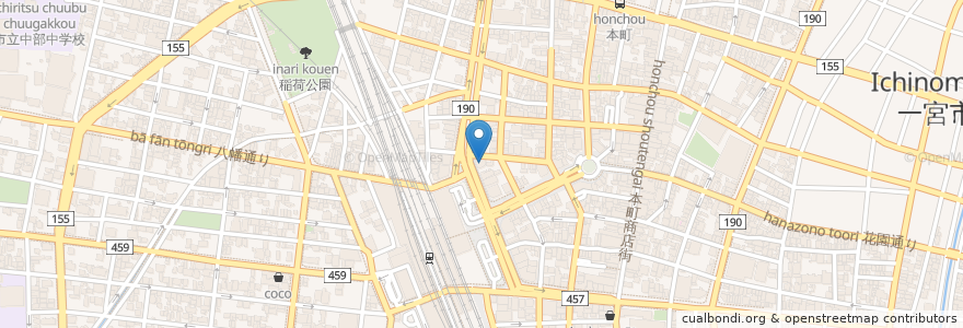 Mapa de ubicacion de 愛知銀行 en Japonya, 愛知県, 一宮市.