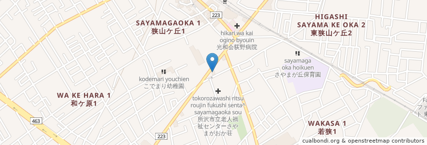 Mapa de ubicacion de JAいるま野 狭山ヶ丘支店 (JA) en 日本, 埼玉県, 所沢市.