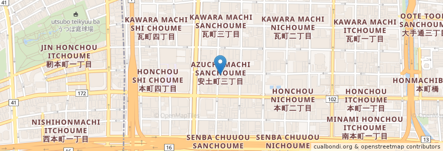Mapa de ubicacion de Pronto en Jepun, 大阪府, 大阪市, 中央区.