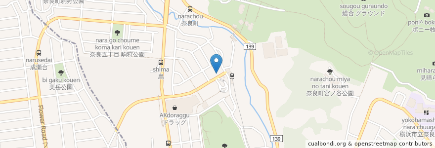 Mapa de ubicacion de こどもの国歯科 en 일본, 가나가와현, 요코하마시, 青葉区.