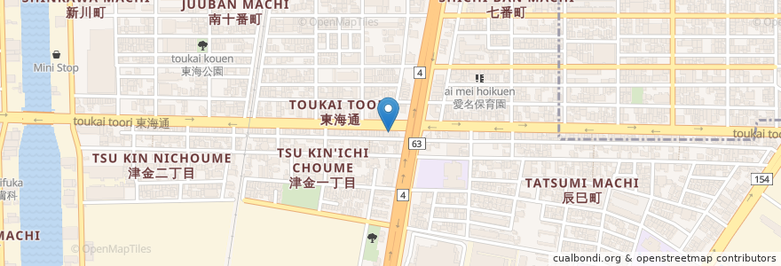 Mapa de ubicacion de マラガ en 日本, 爱知县, 名古屋市, 港区.