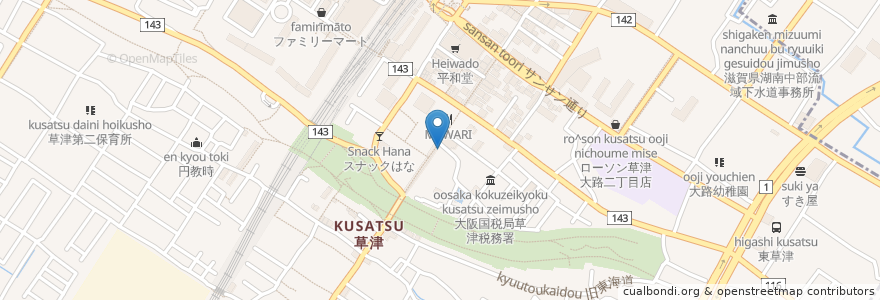 Mapa de ubicacion de タテナガ en 일본, 시가현, 草津市.