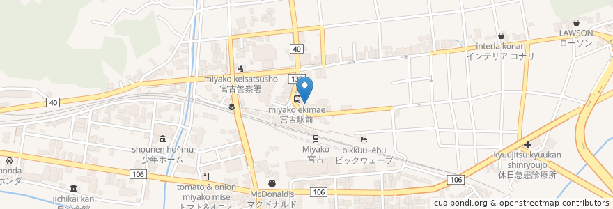 Mapa de ubicacion de あさひ調剤薬局 en Japan, 岩手県, 宮古市.