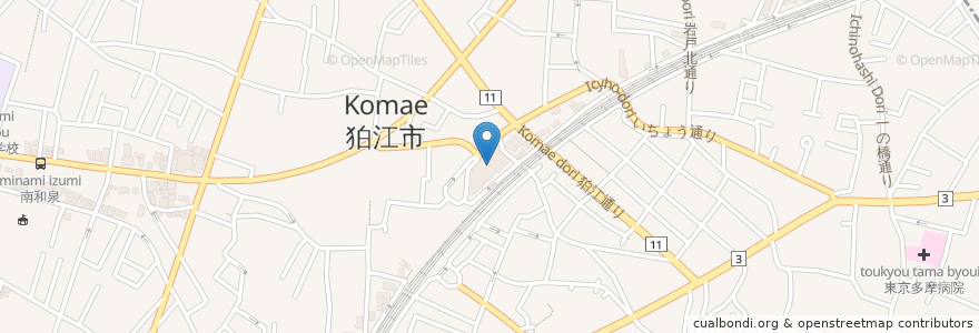 Mapa de ubicacion de 狛江 エコルマホール en Japan, 東京都, 狛江市.