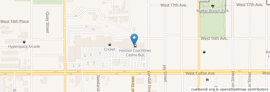 Mapa de ubicacion de Horizon Coachlines Casino Bus en Estados Unidos Da América, Colorado, Jefferson County, Lakewood.