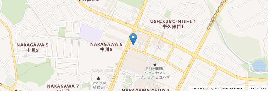 Mapa de ubicacion de 江戸前びっくり寿司 en Japão, 神奈川県, 横浜市, 都筑区.