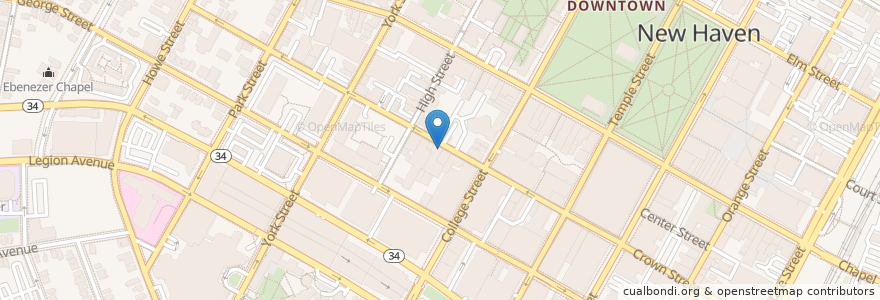 Mapa de ubicacion de Aladdin Crown Pizza en United States, Connecticut, New Haven County, New Haven.