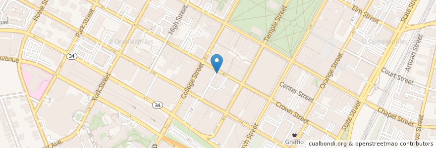 Mapa de ubicacion de Zodiac Bar & Grill en 美利坚合众国/美利堅合眾國, 康涅狄格州 / 康乃狄克州, New Haven County, New Haven.