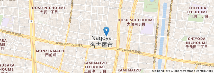 Mapa de ubicacion de 大須たんたん麺 en Jepun, 愛知県, 名古屋市, 中区.