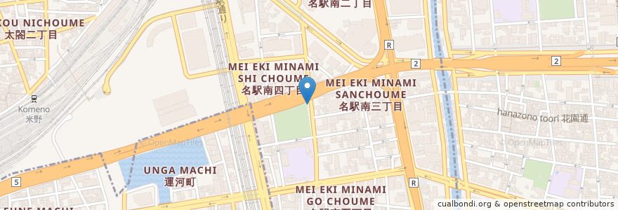 Mapa de ubicacion de 六反公園東公衆 en Japonya, 愛知県, 名古屋市, 中村区.