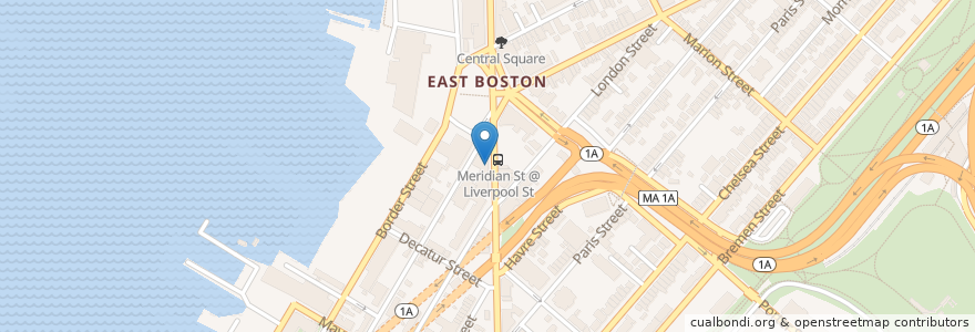 Mapa de ubicacion de La Hacienda Restaurant and Bar en 미국, 매사추세츠, Suffolk County, Boston.