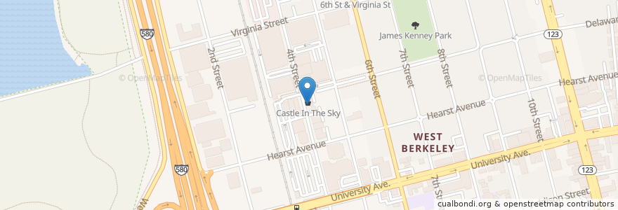 Mapa de ubicacion de Bette's-To-Go en Vereinigte Staaten Von Amerika, Kalifornien, Alameda County, Berkeley.