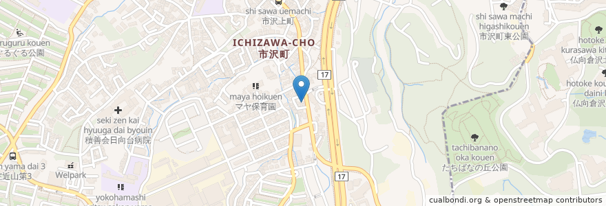 Mapa de ubicacion de 中華菜館 太陽軒 en Japon, Préfecture De Kanagawa, 横浜市, 旭区.