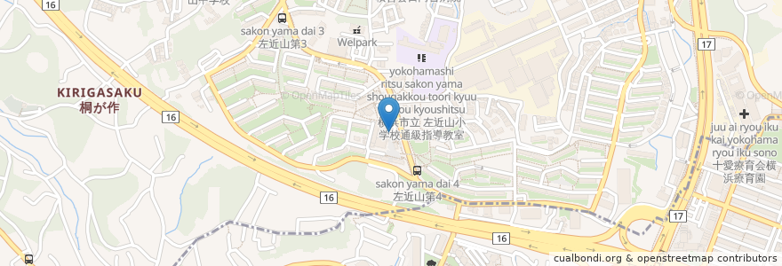 Mapa de ubicacion de クラヤ薬局 en 일본, 가나가와현, 요코하마시, 旭区.