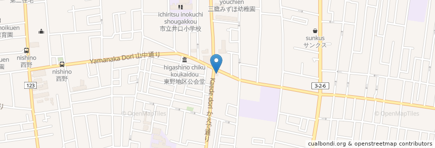 Mapa de ubicacion de すき家 en 日本, 東京都, 三鷹市.