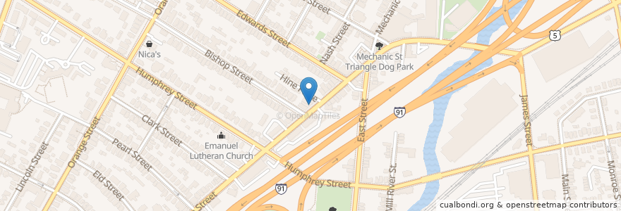 Mapa de ubicacion de Diesel Lounge en 美利坚合众国/美利堅合眾國, 康涅狄格州 / 康乃狄克州, New Haven County, New Haven.