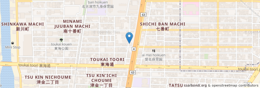 Mapa de ubicacion de 愛知銀行 en Jepun, 愛知県, 名古屋市, 港区.