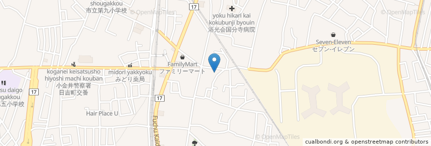 Mapa de ubicacion de 熊野神社 en Japan, 東京都, 国分寺市.