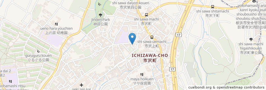 Mapa de ubicacion de 市沢ふれあいホール en Japão, 神奈川県, 横浜市, 旭区.