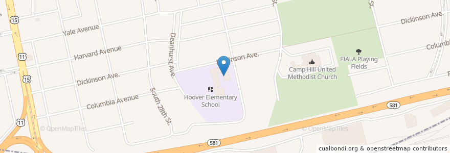 Mapa de ubicacion de Hoover School en アメリカ合衆国, ペンシルベニア州, Camp Hill.