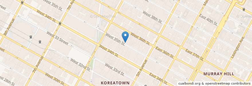 Mapa de ubicacion de Hyo Dong Gak en 미국, 뉴욕, New York, New York County, Manhattan, Manhattan Community Board 5.