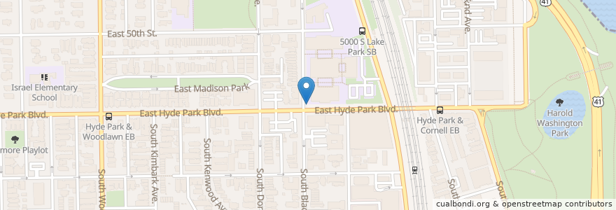Mapa de ubicacion de Blackstone Ave & Hyde Park Blvd en 미국, 일리노이, 시카고.