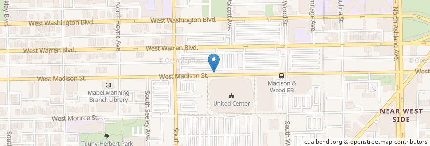 Mapa de ubicacion de Damen Ave & Madison St en United States, Illinois, Chicago.